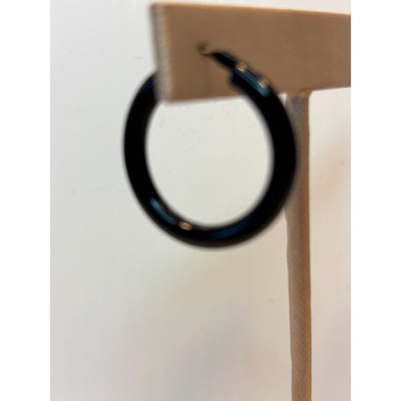 DKNY BLACK HOOP EARRINGS - Picture 2 of 3